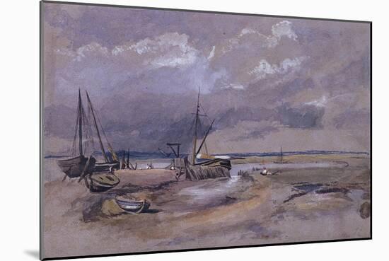 Coastal Landscape with Beached Fishing Boats, 1820-Thomas Churchyard-Mounted Giclee Print