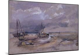 Coastal Landscape with Beached Fishing Boats, 1820-Thomas Churchyard-Mounted Giclee Print