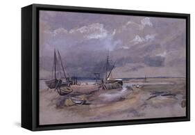 Coastal Landscape with Beached Fishing Boats, 1820-Thomas Churchyard-Framed Stretched Canvas