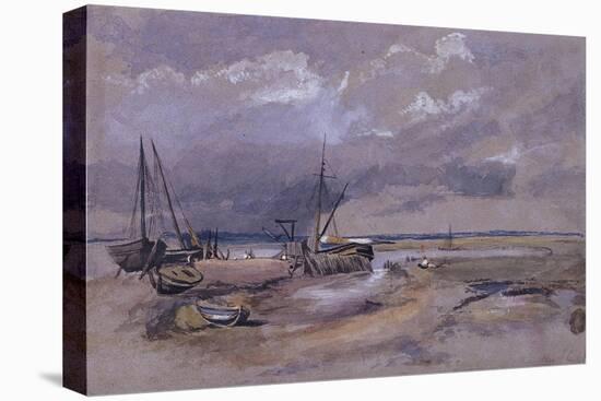 Coastal Landscape with Beached Fishing Boats, 1820-Thomas Churchyard-Stretched Canvas