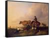 Coastal Landscape with Figures and Animals-Thomas Sidney Cooper-Framed Stretched Canvas