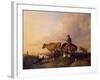 Coastal Landscape with Figures and Animals-Thomas Sidney Cooper-Framed Giclee Print