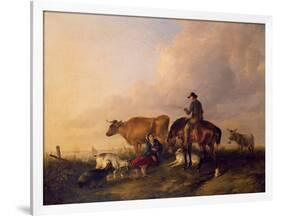 Coastal Landscape with Figures and Animals-Thomas Sidney Cooper-Framed Giclee Print