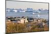 Coastal landscape with Icebergs. Inuit village Oqaatsut located in Disko Bay. Greenland-Martin Zwick-Mounted Photographic Print