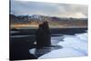 Coastal Landscape With Volcanic Black Sand At Dyrholaey. Vik. Iceland-Oscar Dominguez-Stretched Canvas