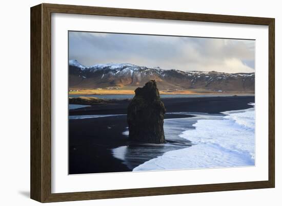 Coastal Landscape With Volcanic Black Sand At Dyrholaey. Vik. Iceland-Oscar Dominguez-Framed Photographic Print