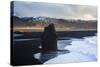 Coastal Landscape With Volcanic Black Sand At Dyrholaey. Vik. Iceland-Oscar Dominguez-Stretched Canvas
