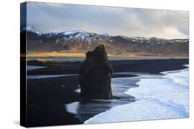 Coastal Landscape With Volcanic Black Sand At Dyrholaey. Vik. Iceland-Oscar Dominguez-Stretched Canvas