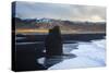 Coastal Landscape With Volcanic Black Sand At Dyrholaey. Vik. Iceland-Oscar Dominguez-Stretched Canvas