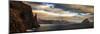 Coastal landscape with Witch Finger rock and Koltur island at sunset, Faroe Islands, Denmark-Panoramic Images-Mounted Photographic Print