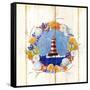 Coastal Lighthouse Wreath-Mary Escobedo-Framed Stretched Canvas