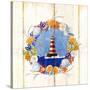 Coastal Lighthouse Wreath-Mary Escobedo-Stretched Canvas