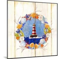 Coastal Lighthouse Wreath-Mary Escobedo-Mounted Art Print