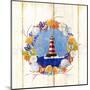 Coastal Lighthouse Wreath-Mary Escobedo-Mounted Art Print