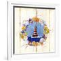 Coastal Lighthouse Wreath-Mary Escobedo-Framed Art Print