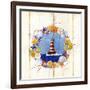 Coastal Lighthouse Wreath-Mary Escobedo-Framed Art Print