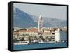 Coastal Mountains and Waterfront Town Buildings, Split, Dalmatian Coast, Croatia-Christian Kober-Framed Stretched Canvas