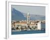 Coastal Mountains and Waterfront Town Buildings, Split, Dalmatian Coast, Croatia-Christian Kober-Framed Photographic Print