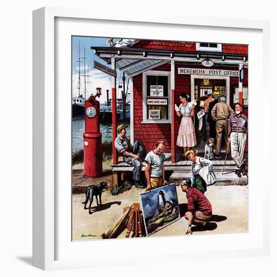 "Coastal Postal Office", August 26, 1950-Stevan Dohanos-Framed Giclee Print