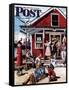 "Coastal Postal Office" Saturday Evening Post Cover, August 26, 1950-Stevan Dohanos-Framed Stretched Canvas