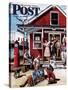 "Coastal Postal Office" Saturday Evening Post Cover, August 26, 1950-Stevan Dohanos-Stretched Canvas