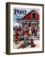 "Coastal Postal Office" Saturday Evening Post Cover, August 26, 1950-Stevan Dohanos-Framed Giclee Print