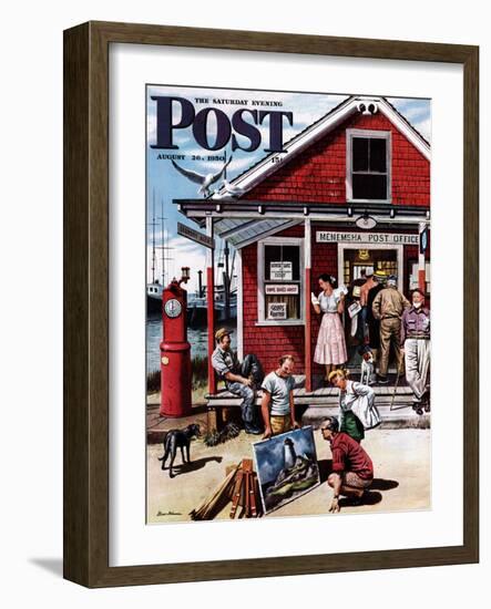 "Coastal Postal Office" Saturday Evening Post Cover, August 26, 1950-Stevan Dohanos-Framed Giclee Print