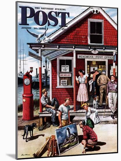 "Coastal Postal Office" Saturday Evening Post Cover, August 26, 1950-Stevan Dohanos-Mounted Giclee Print