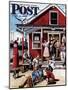 "Coastal Postal Office" Saturday Evening Post Cover, August 26, 1950-Stevan Dohanos-Mounted Giclee Print