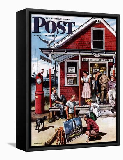 "Coastal Postal Office" Saturday Evening Post Cover, August 26, 1950-Stevan Dohanos-Framed Stretched Canvas