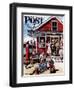 "Coastal Postal Office" Saturday Evening Post Cover, August 26, 1950-Stevan Dohanos-Framed Premium Giclee Print