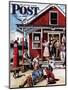 "Coastal Postal Office" Saturday Evening Post Cover, August 26, 1950-Stevan Dohanos-Mounted Giclee Print