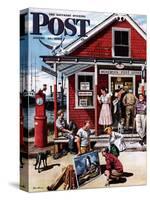 "Coastal Postal Office" Saturday Evening Post Cover, August 26, 1950-Stevan Dohanos-Stretched Canvas