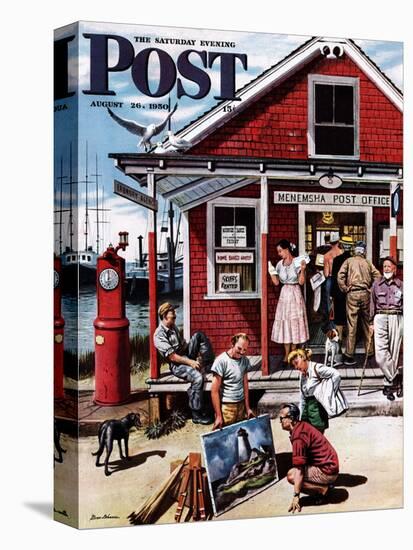 "Coastal Postal Office" Saturday Evening Post Cover, August 26, 1950-Stevan Dohanos-Stretched Canvas