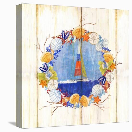 Coastal Sailboat Wreath-Mary Escobedo-Stretched Canvas