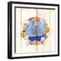 Coastal Sailboat Wreath-Mary Escobedo-Framed Art Print