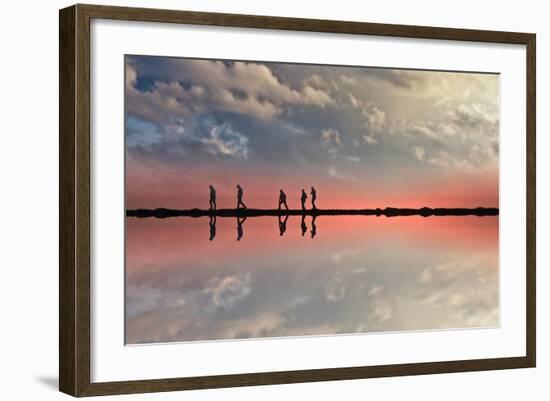 Coastal Scene with Adults-Josh Adamski-Framed Photographic Print