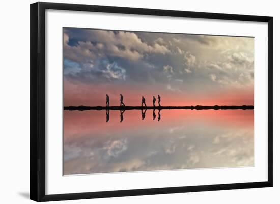 Coastal Scene with Adults-Josh Adamski-Framed Photographic Print