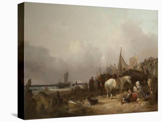 Coastal Scene with Figures-William Snr. Shayer-Stretched Canvas