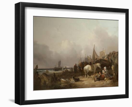 Coastal Scene with Figures-William Snr. Shayer-Framed Giclee Print