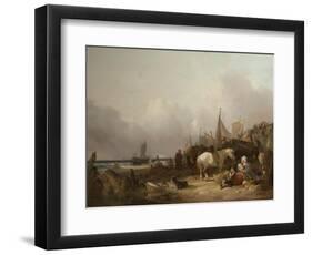 Coastal Scene with Figures-William Snr. Shayer-Framed Giclee Print