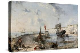 Coastal Scene with Fishermen on Broadstairs Pier-Henry C. Gritten-Stretched Canvas