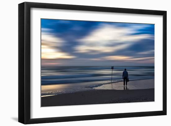 Coastal Scene with Man-Josh Adamski-Framed Photographic Print