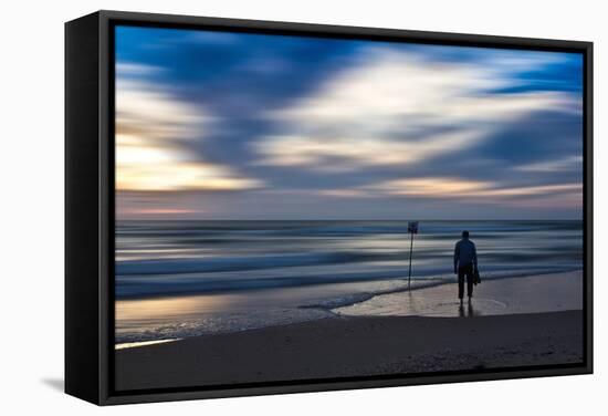 Coastal Scene with Man-Josh Adamski-Framed Stretched Canvas