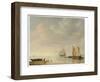 Coastal Scene with Ships Resting on Calm Waters (Oil on Panel)-Simon Jacobsz Vlieger-Framed Giclee Print