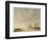 Coastal Scene with Ships Resting on Calm Waters (Oil on Panel)-Simon Jacobsz Vlieger-Framed Giclee Print