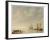 Coastal Scene with Ships Resting on Calm Waters (Oil on Panel)-Simon Jacobsz Vlieger-Framed Giclee Print