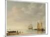 Coastal Scene with Ships Resting on Calm Waters (Oil on Panel)-Simon Jacobsz Vlieger-Mounted Giclee Print