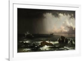 Coastal Scene with Sinking Ship, 1863-Martin Johnson Heade-Framed Giclee Print