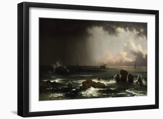 Coastal Scene with Sinking Ship, 1863-Martin Johnson Heade-Framed Giclee Print